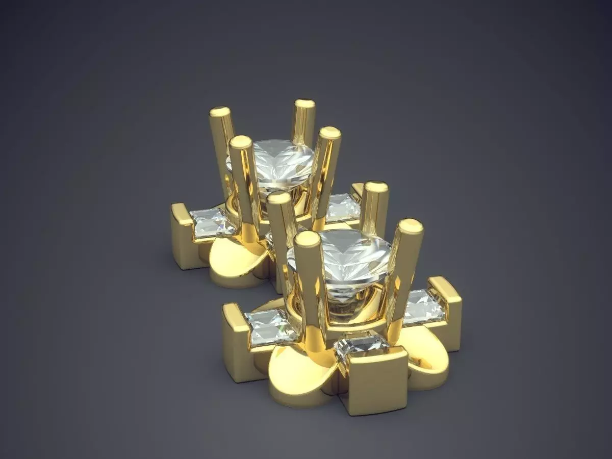 Minimalistic Earrings With Diamonds 1296 3D print model_3