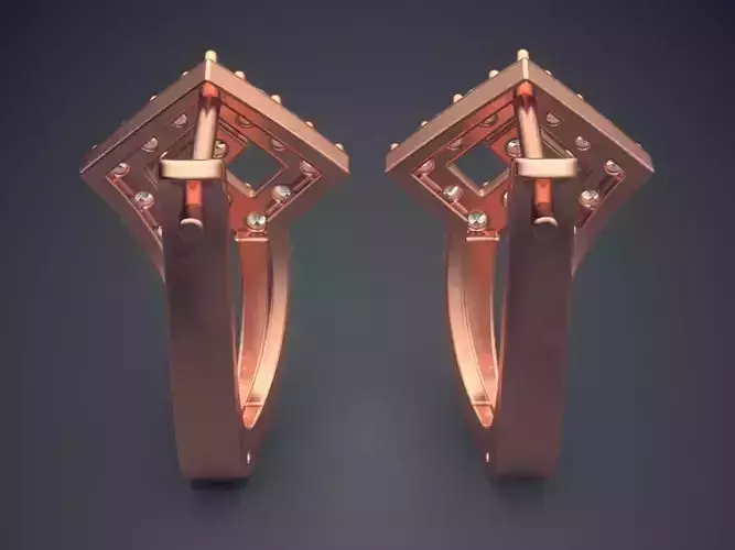 Square Earrings With Diamonds 1287