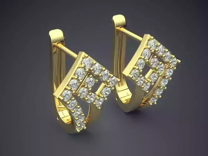 Square Earrings With Diamonds 1287