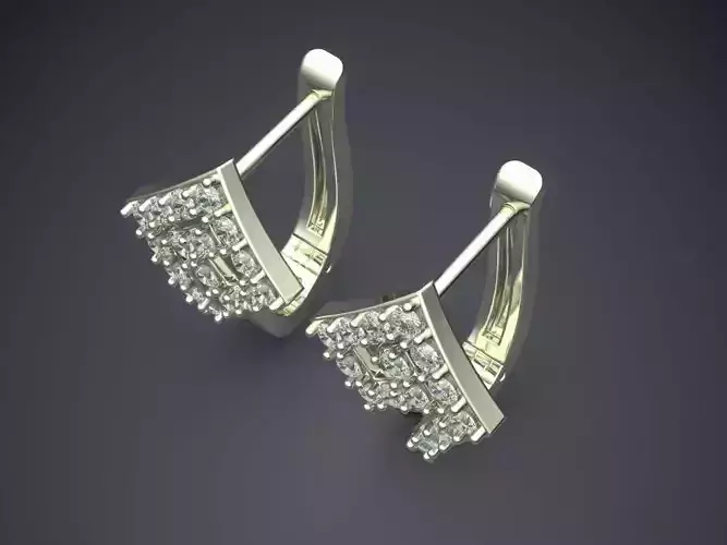 Square Earrings With Diamonds 1287