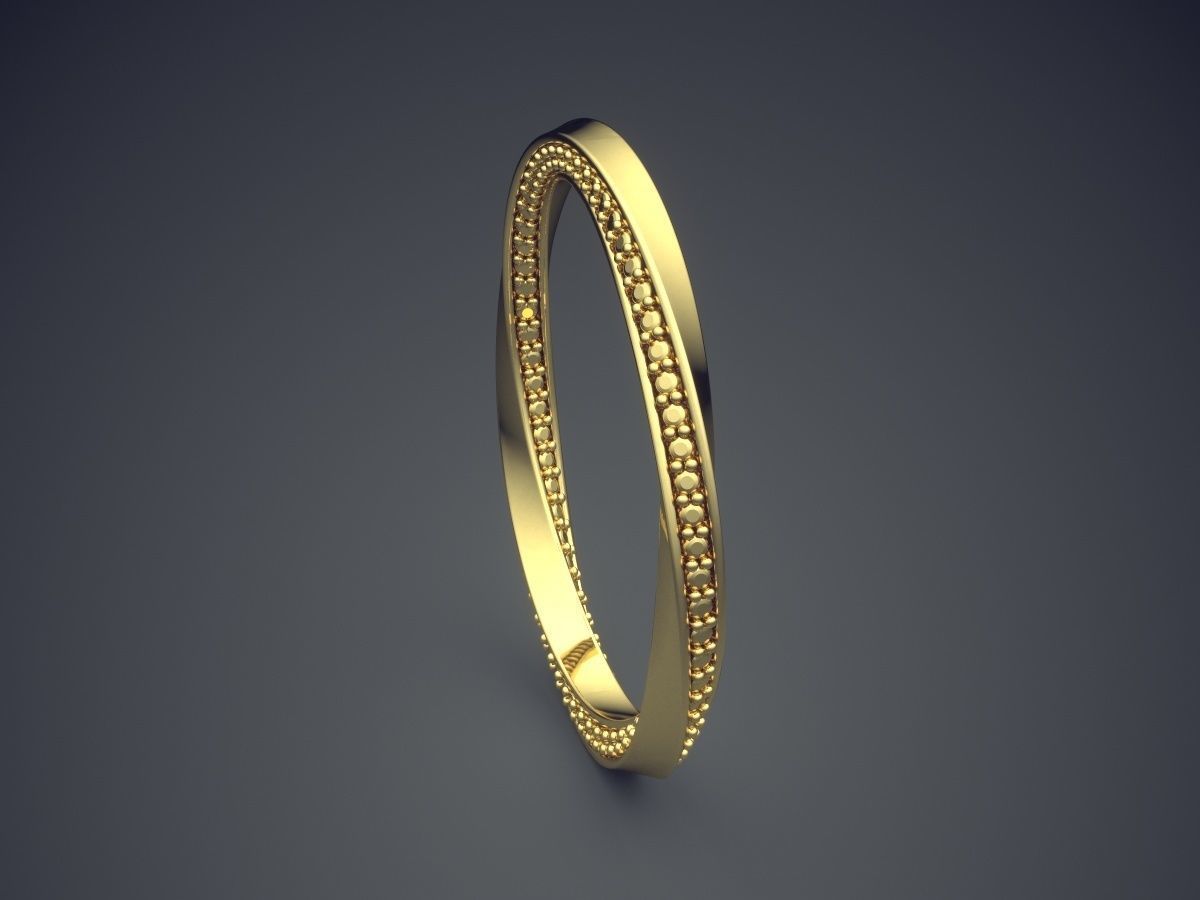 Swirled Ring with Diamonds 1286 3D print model_3