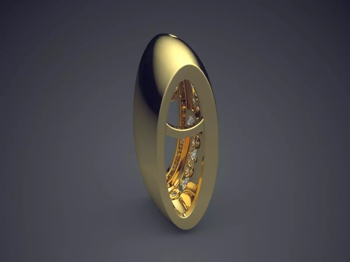 Thick Pendant With Small Diamonds 1278 3D print model_3