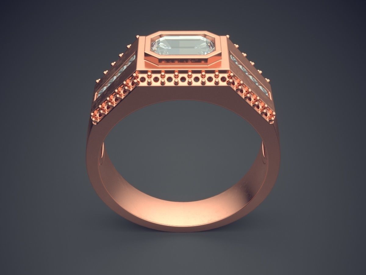 Unique Design Textured Masculine Ring 1275 3D print model_2