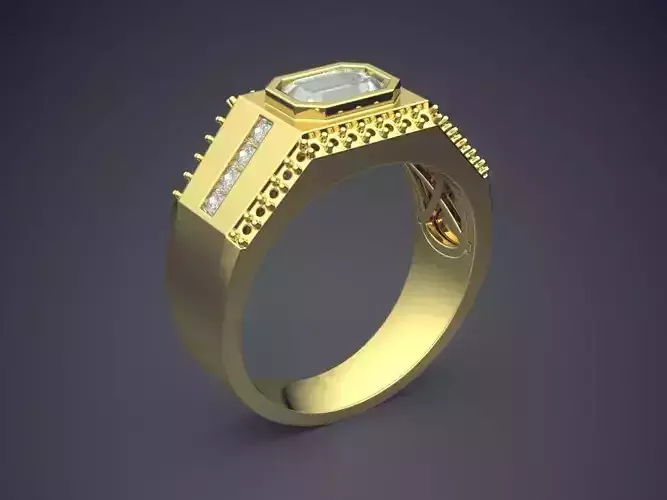 Unique Design Textured Masculine Ring 1275