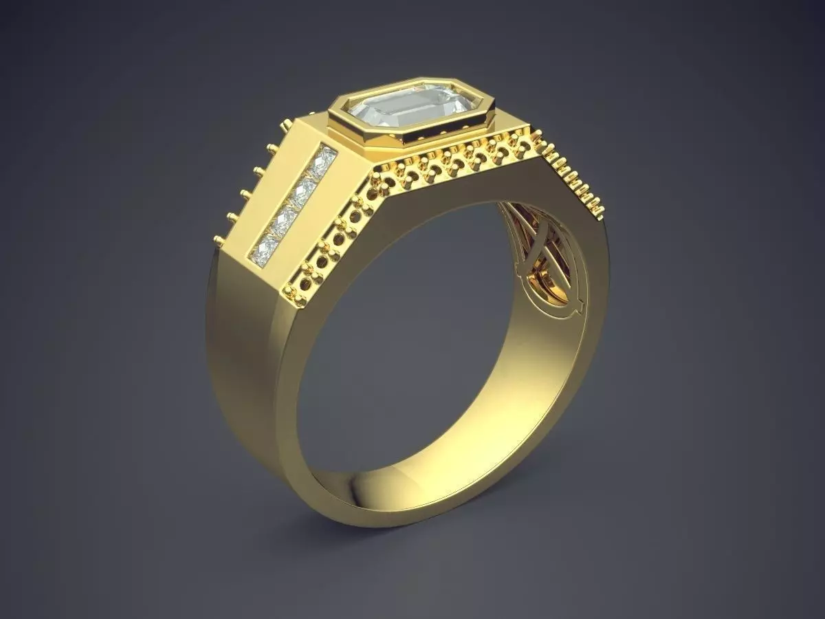 Unique Design Textured Masculine Ring 1275 3D print model_0