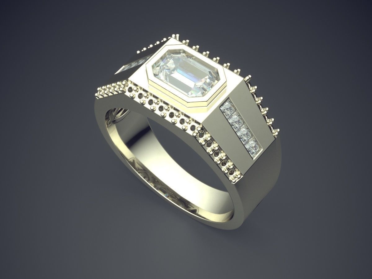 Unique Design Textured Masculine Ring 1275 3D print model_1
