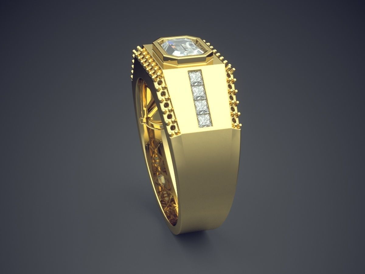 Unique Design Textured Masculine Ring 1275 3D print model_3