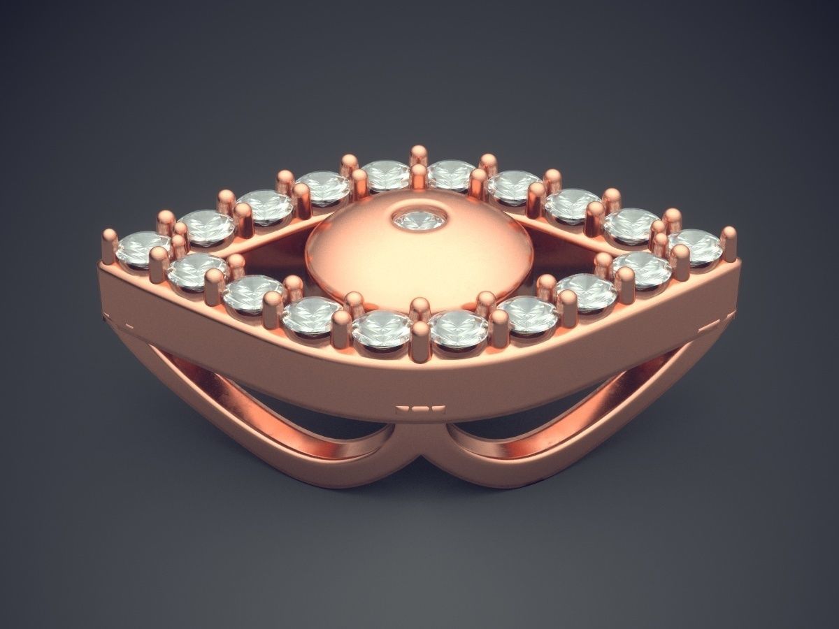 Eye-shaped Pendant With Diamonds 1270 3D print model_2
