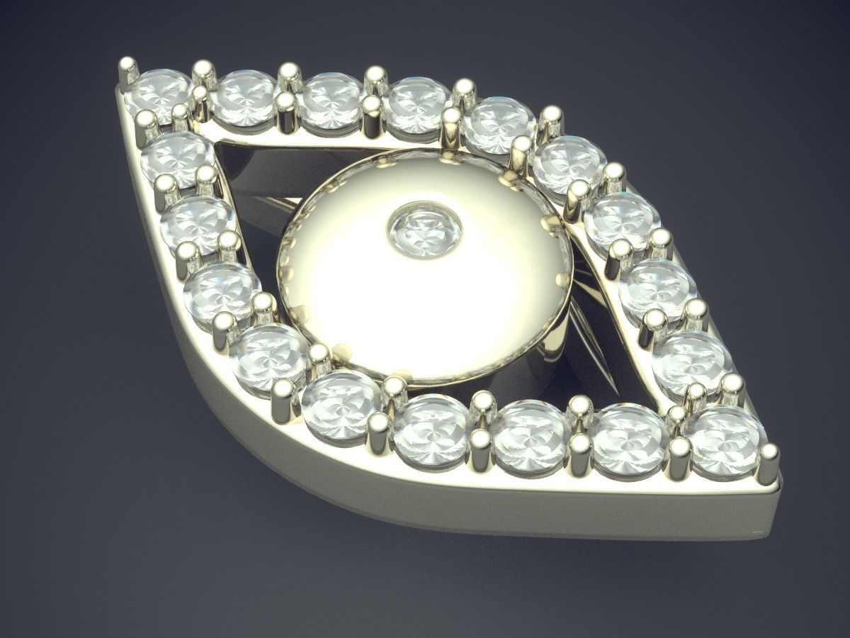 Eye-shaped Pendant With Diamonds 1270 3D print model_1