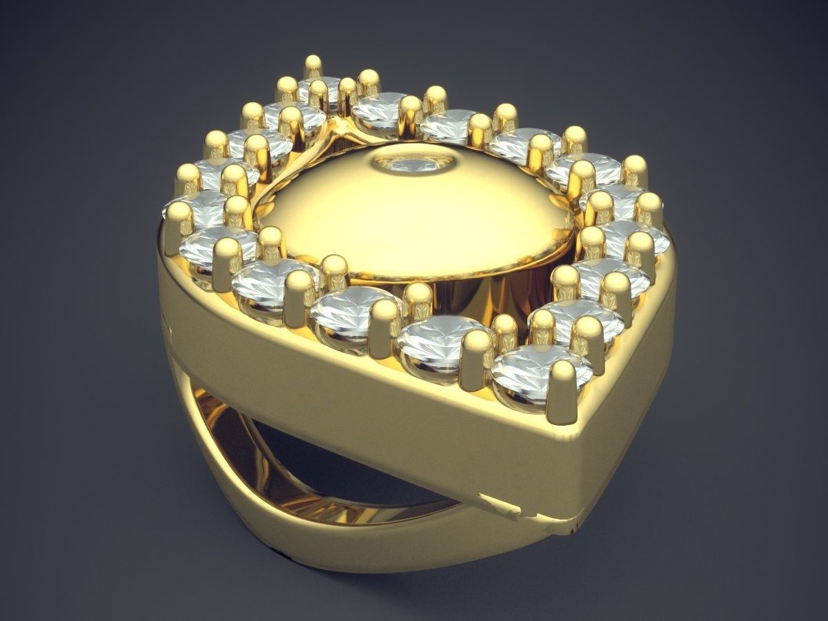 Eye-shaped Pendant With Diamonds 1270 3D print model_3