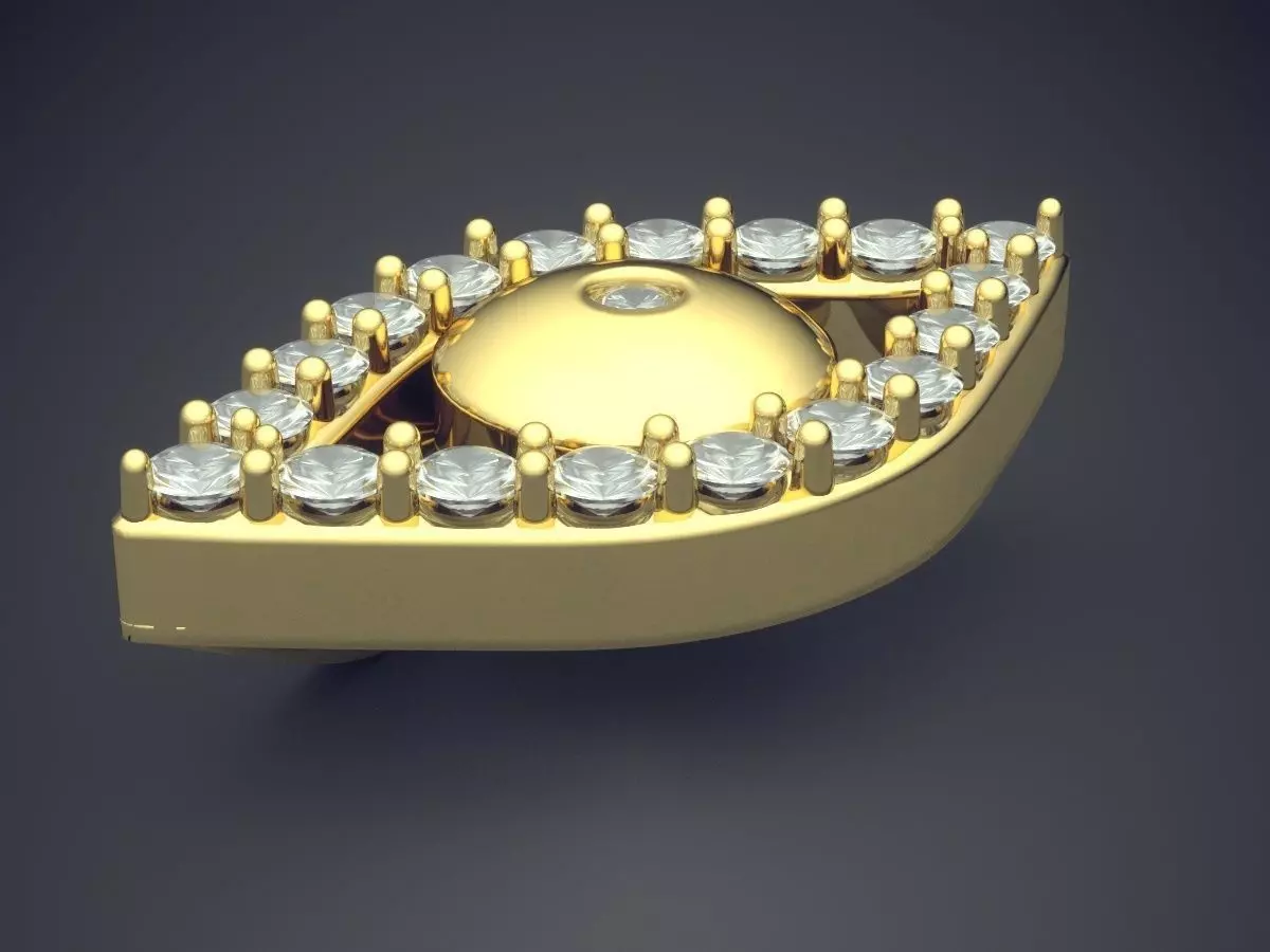 Eye-shaped Pendant With Diamonds 1270 3D print model_0