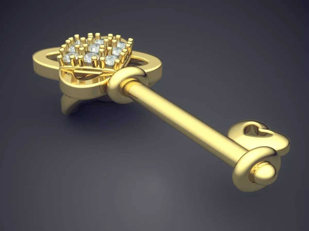 Key-shaped Pendant With Diamonds 1271 3D print model_0