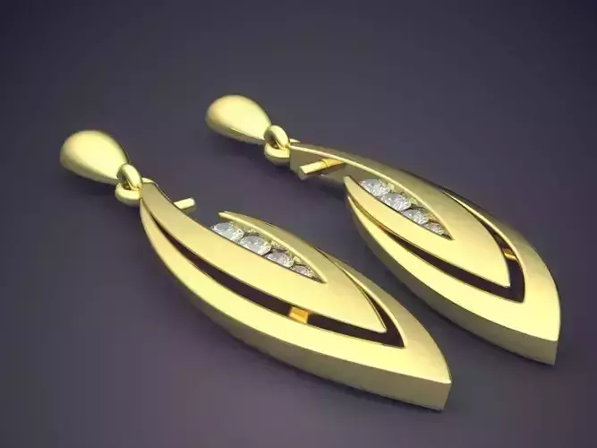 Raindrop-Shaped Diamond Earrings 1268