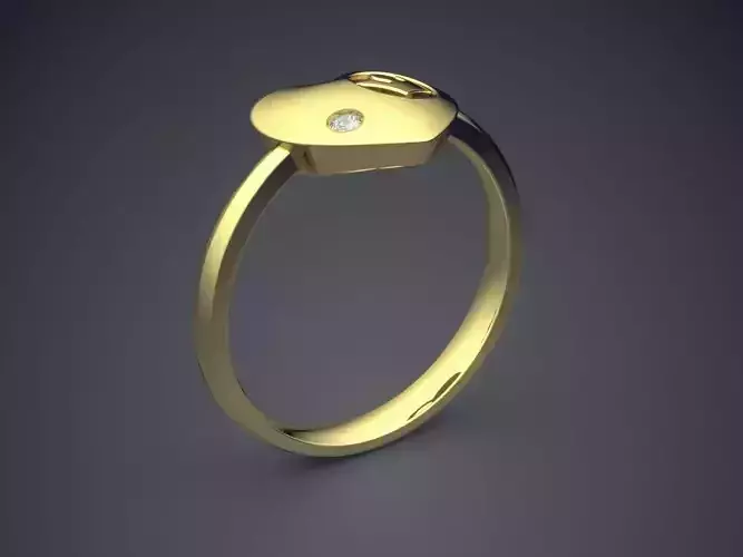 Heart Shaped Ring With Engraved Crown 1263 3D print model