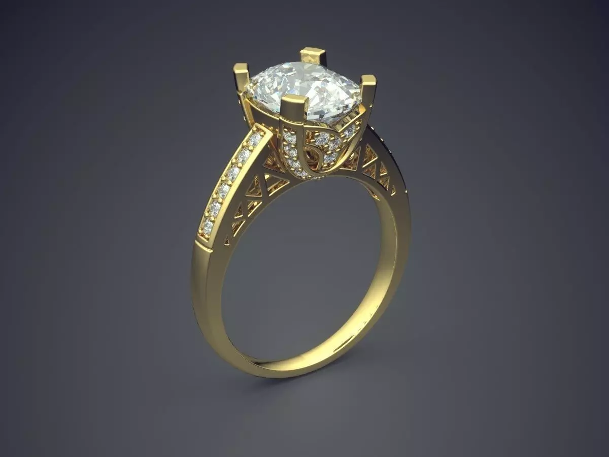 Ring With Big Diamond 1250 3D print model