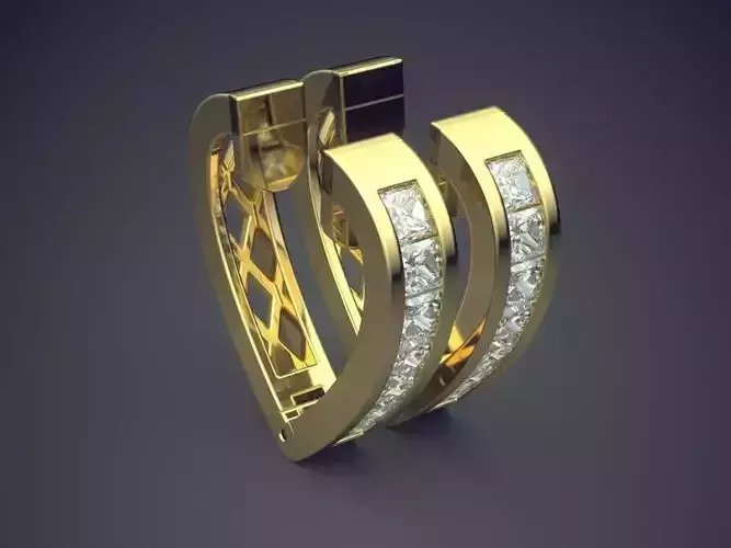 Heart Shaped Earrings With Diamonds 1246 3D print model