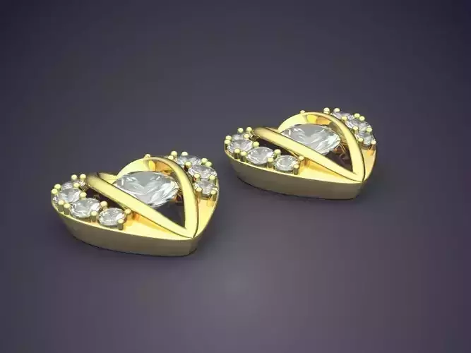 Heart-shaped Earrings With Diamonds 1238