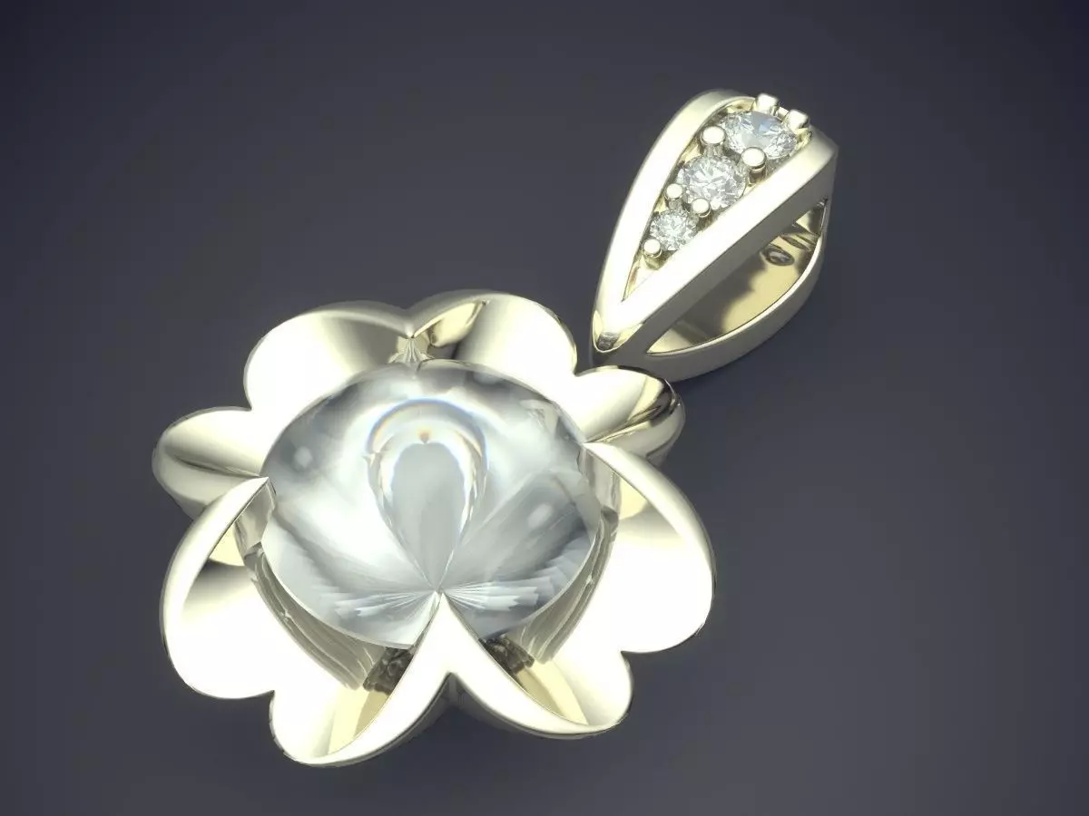 Pendant With Pearl And Diamonds 1231 3D print model_1