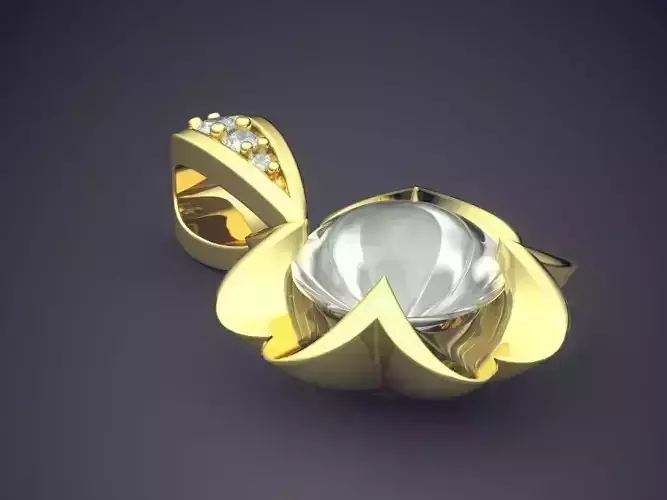 Pendant With Pearl And Diamonds 1231 3D print model