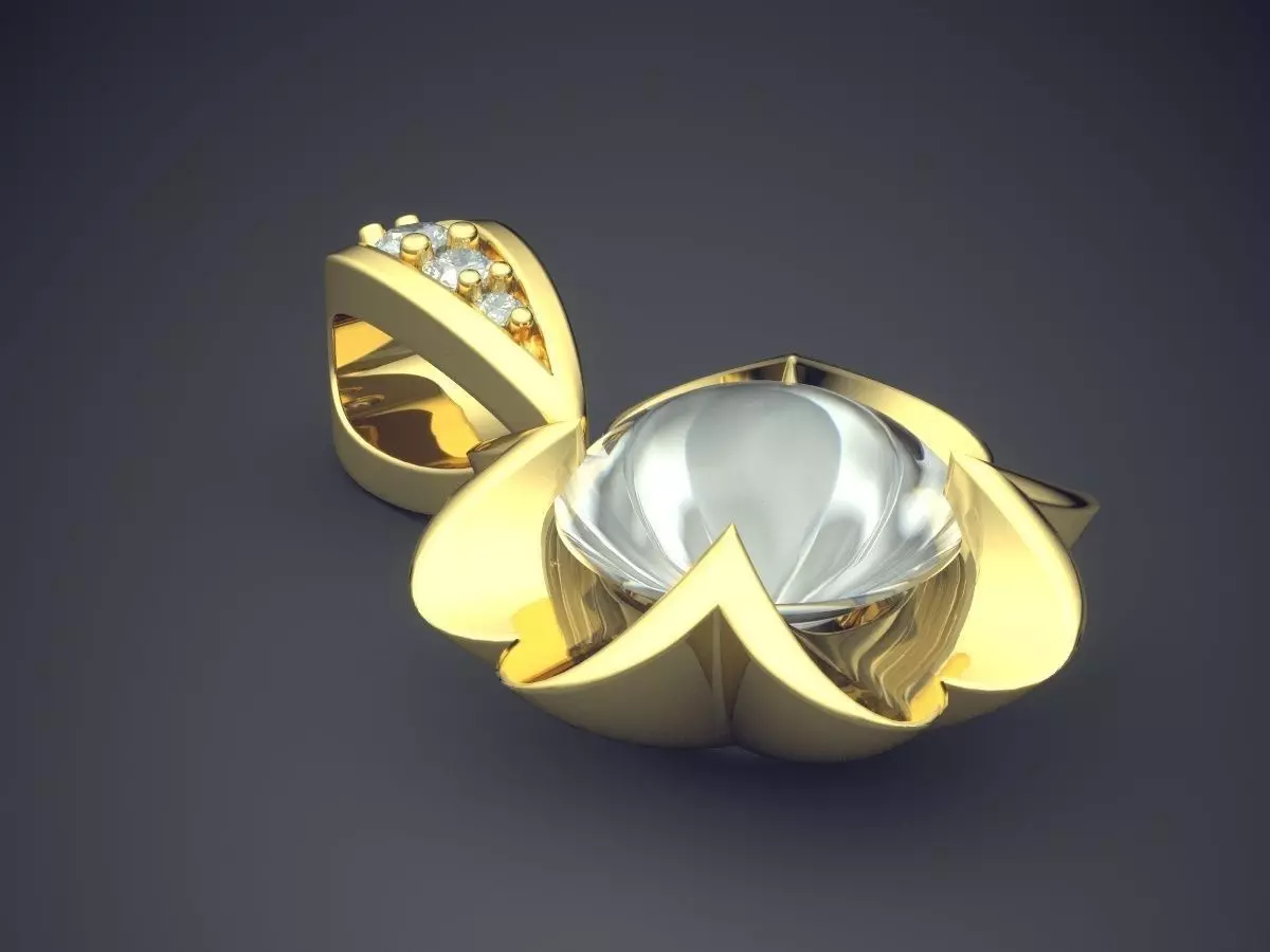 Pendant With Pearl And Diamonds 1231 3D print model_0