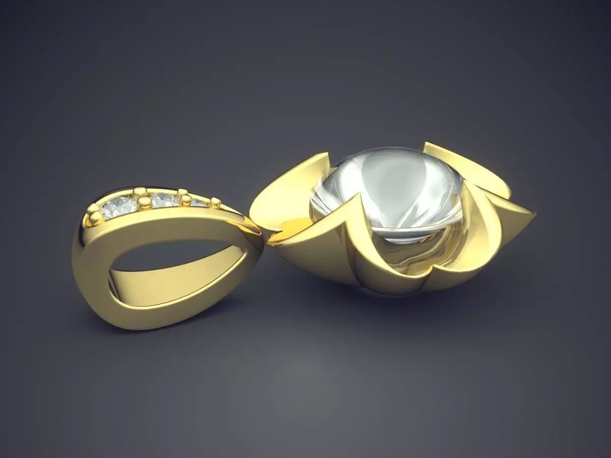 Pendant With Pearl And Diamonds 1231 3D print model_3