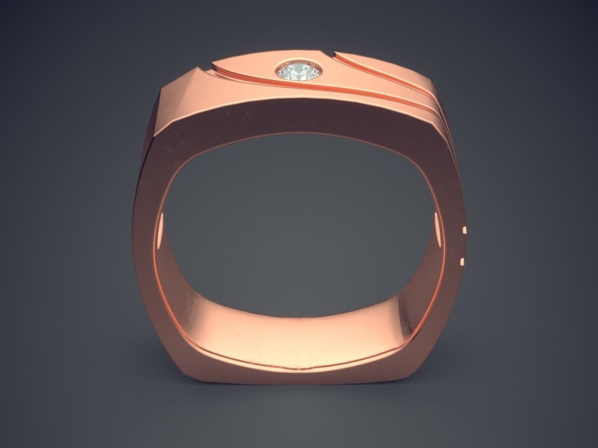 Square Ring with Diamonds  1223 3D print model_2