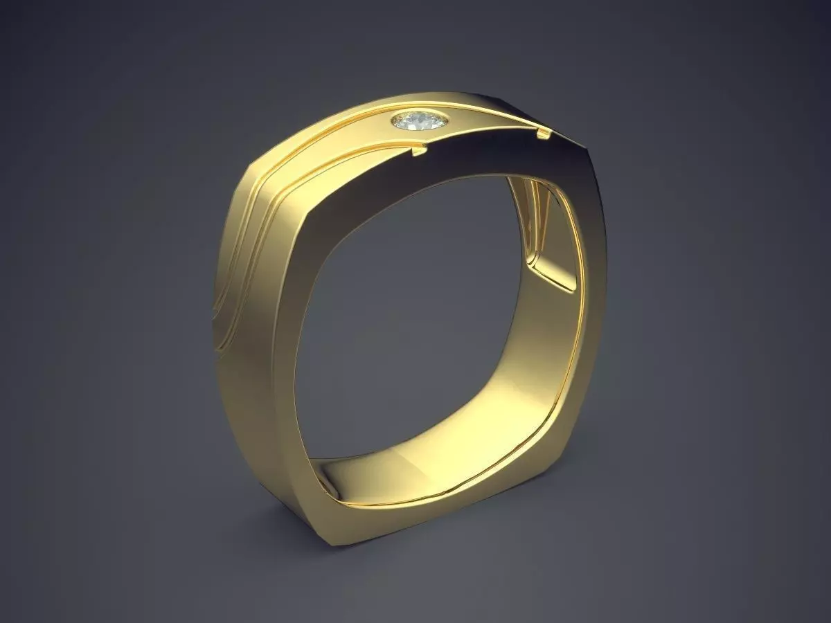 Square Ring with Diamonds  1223 3D print model_0