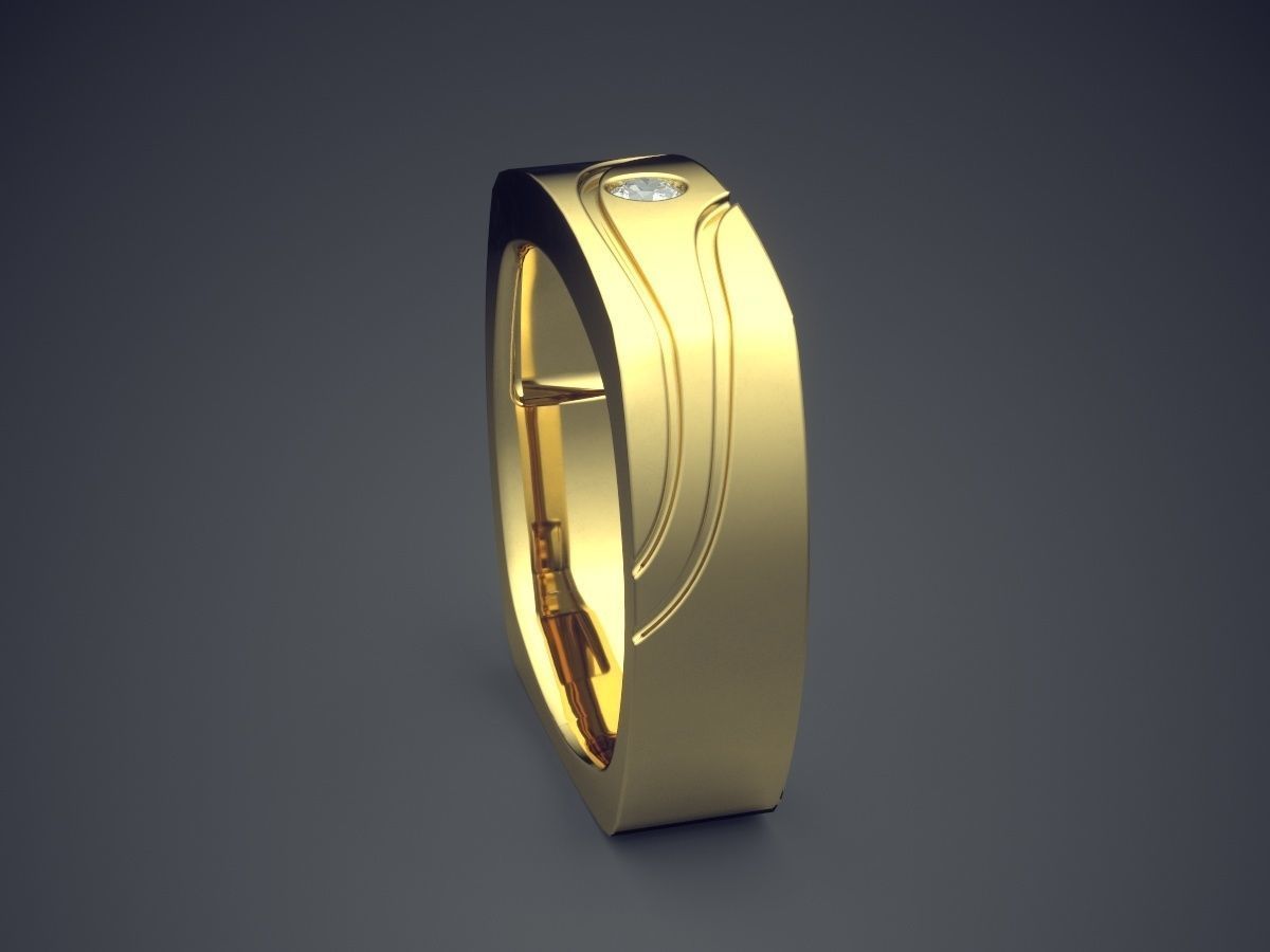 Square Ring with Diamonds  1223 3D print model_3