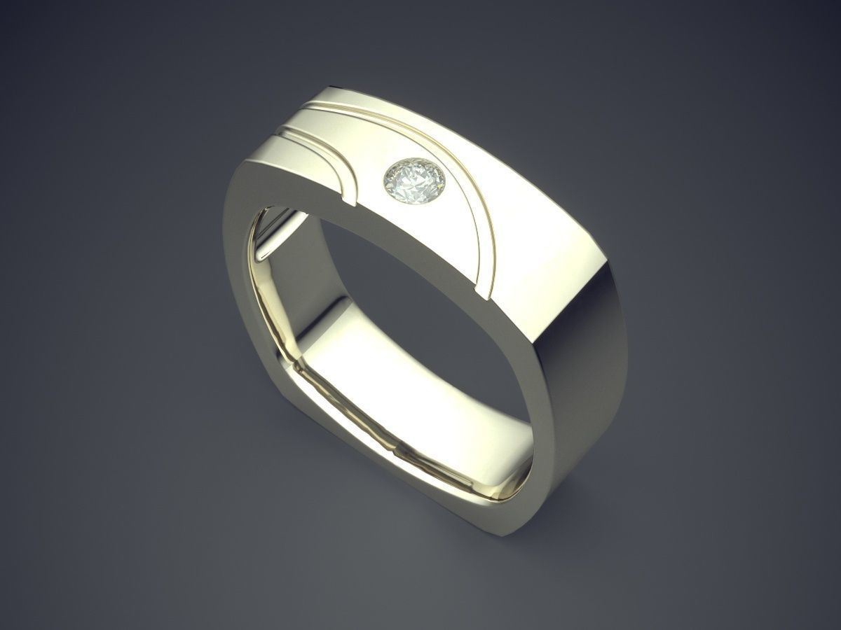 Square Ring with Diamonds  1223 3D print model_1