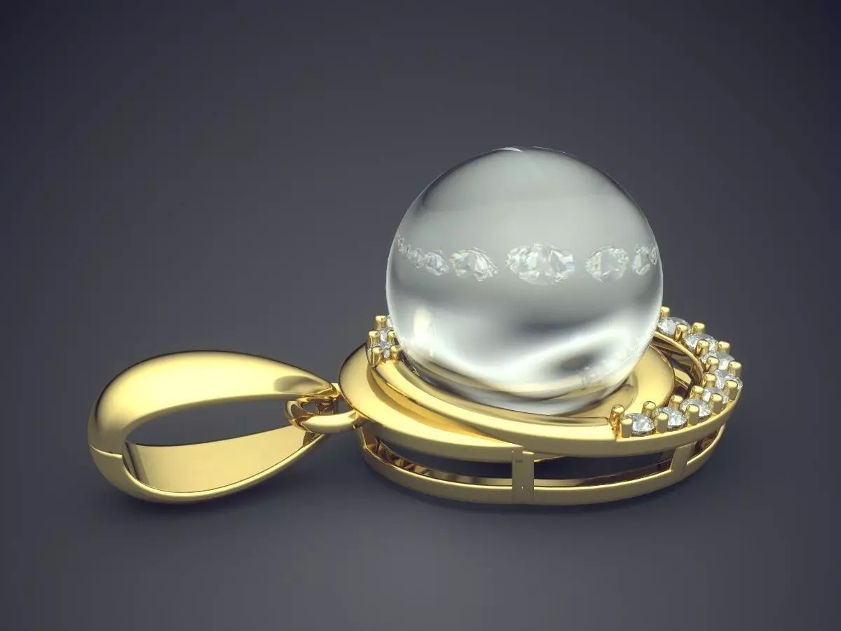 Pendant With Pearl And Diamonds 1216 3D print model_3