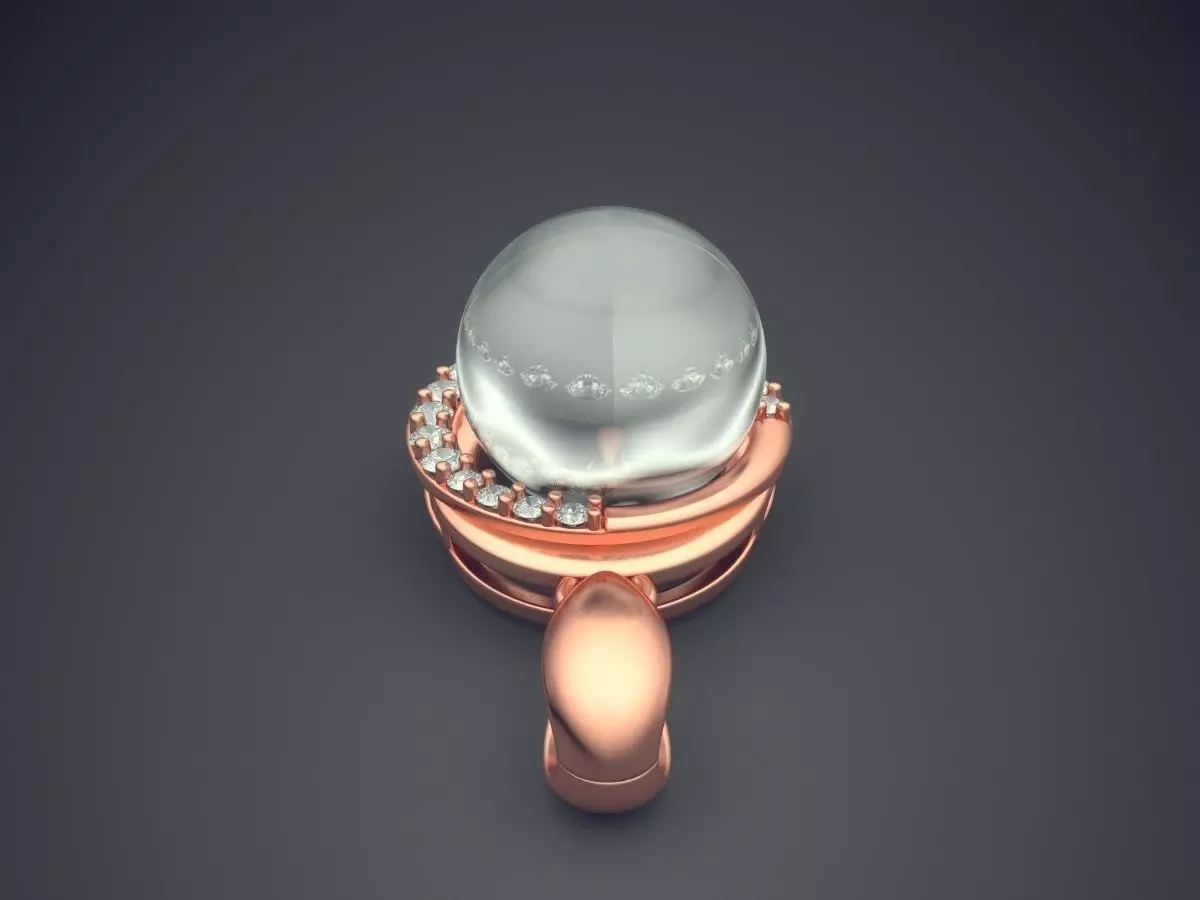 Pendant With Pearl And Diamonds 1216 3D print model_2