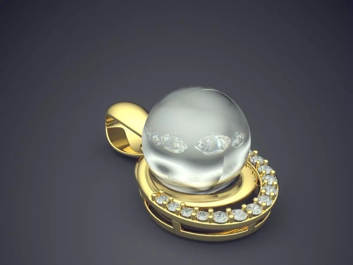 Pendant With Pearl And Diamonds 1216 3D print model_0