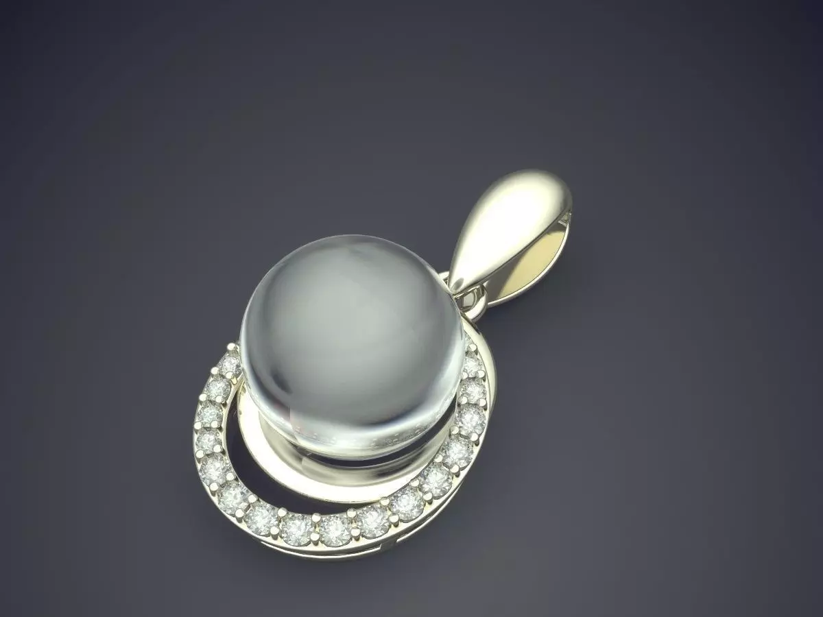 Pendant With Pearl And Diamonds 1216 3D print model_1