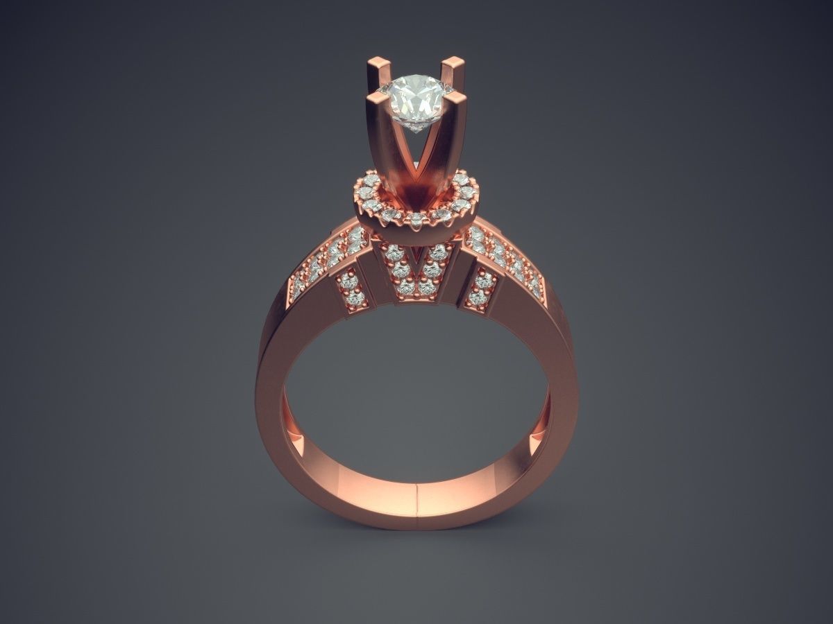 Fancy Extravagant Engagement Ring With Diamonds 1217 3D print model_2