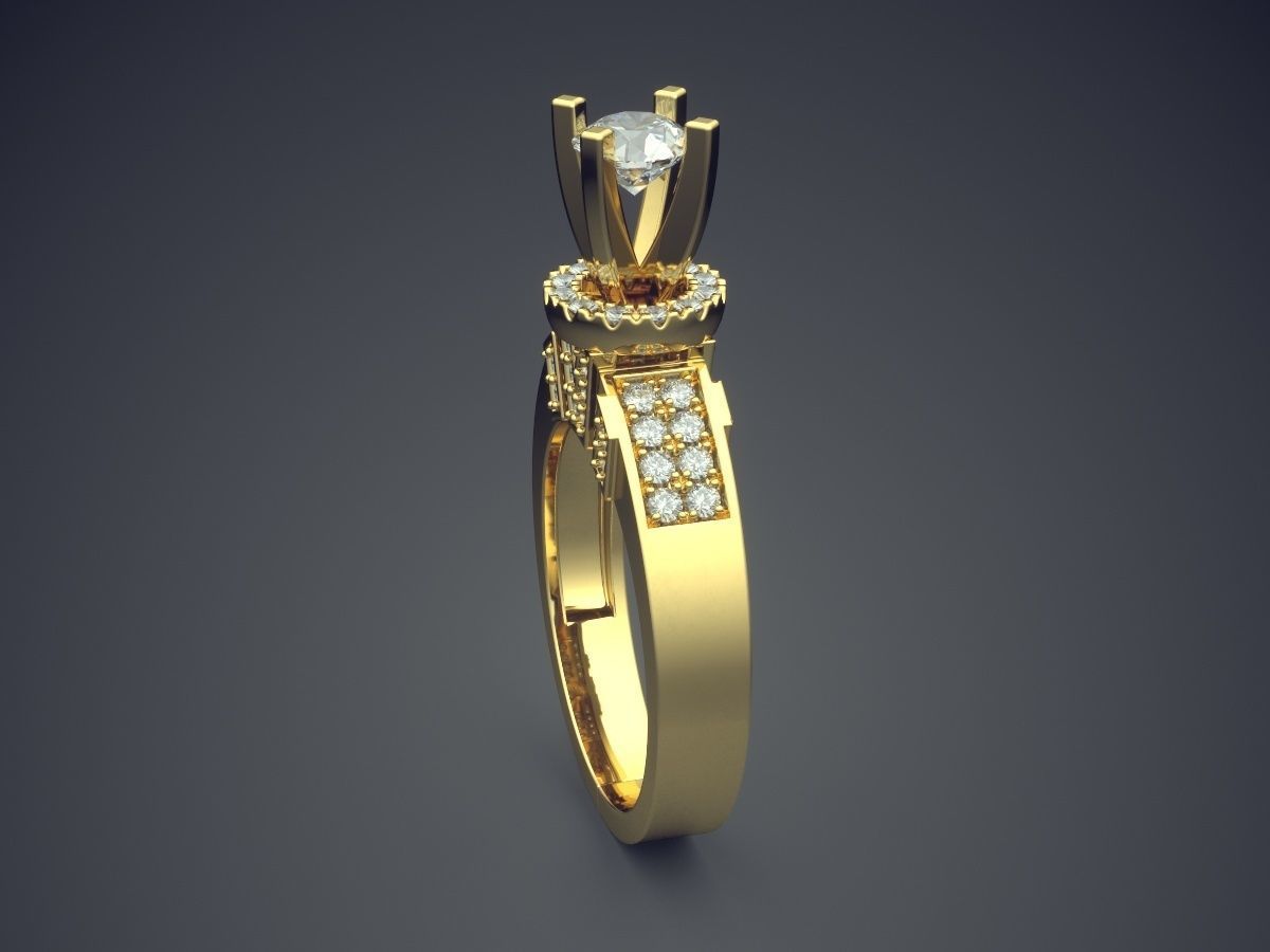 Fancy Extravagant Engagement Ring With Diamonds 1217 3D print model_3