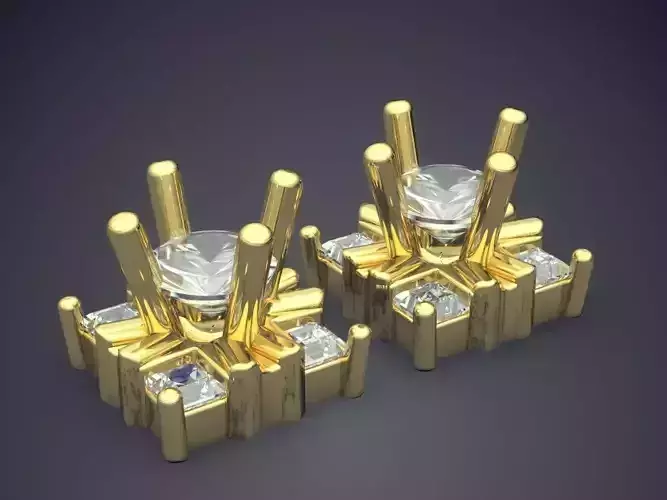 Simple Classic Textured Square Earrings 1215