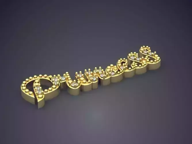 Princess Shape Pendant With Diamonds 1213 3D print model