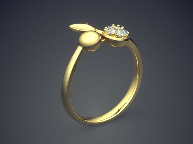 Thin Wedding Ring With Small Diamonds 1210 3D print model