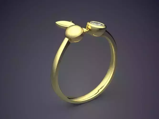 Thin Ring With Small Diamond 1208 3D print model