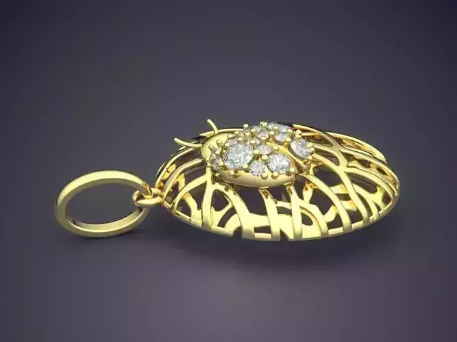 Oval Pendant With Few Diamonds 1204