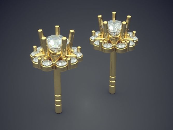 Petite Girly Flower Earrings 1200 3D print model