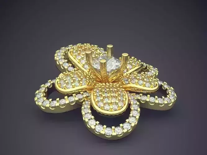 Flower Pendant with Crystals 1196