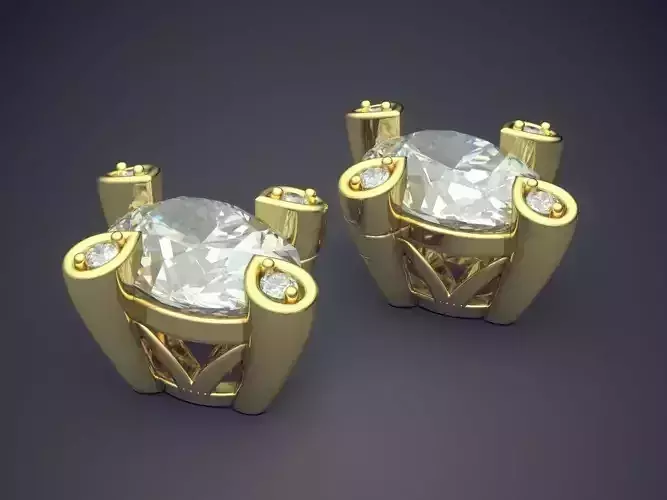 Earrings With Different Size Diamonds 1193