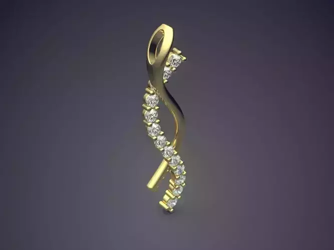 Unique Oblong Pendant With Diamonds 1187 3D print model