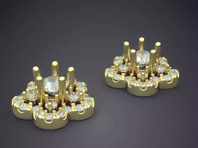 Flower Shaped Girly Earrings with Diamonds 1185