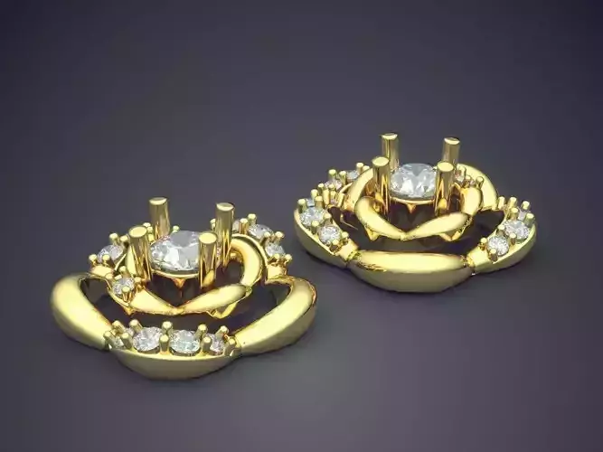 Flower Shape Earrings With Small Diamonds 1180