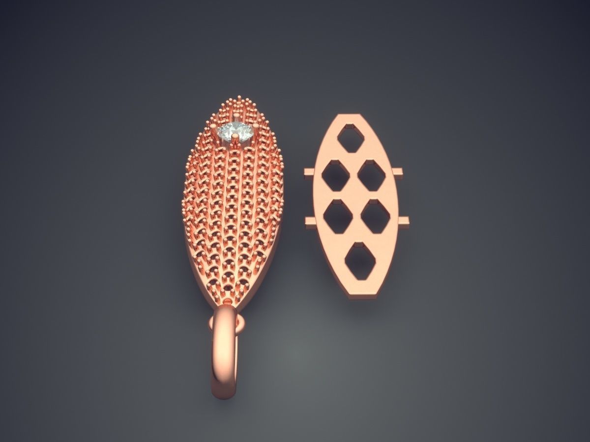 Unique Textured Pendant 1178 3D print model_2