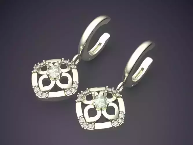 Simple Earrings With Small Diamonds 1169