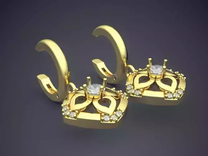 Simple Earrings With Small Diamonds 1169 3D print model