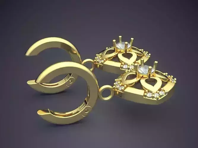 Simple Earrings With Small Diamonds 1169